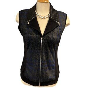 DOLCEZZA Vest Size Medium (no Tag) Blue & Black Zip Up